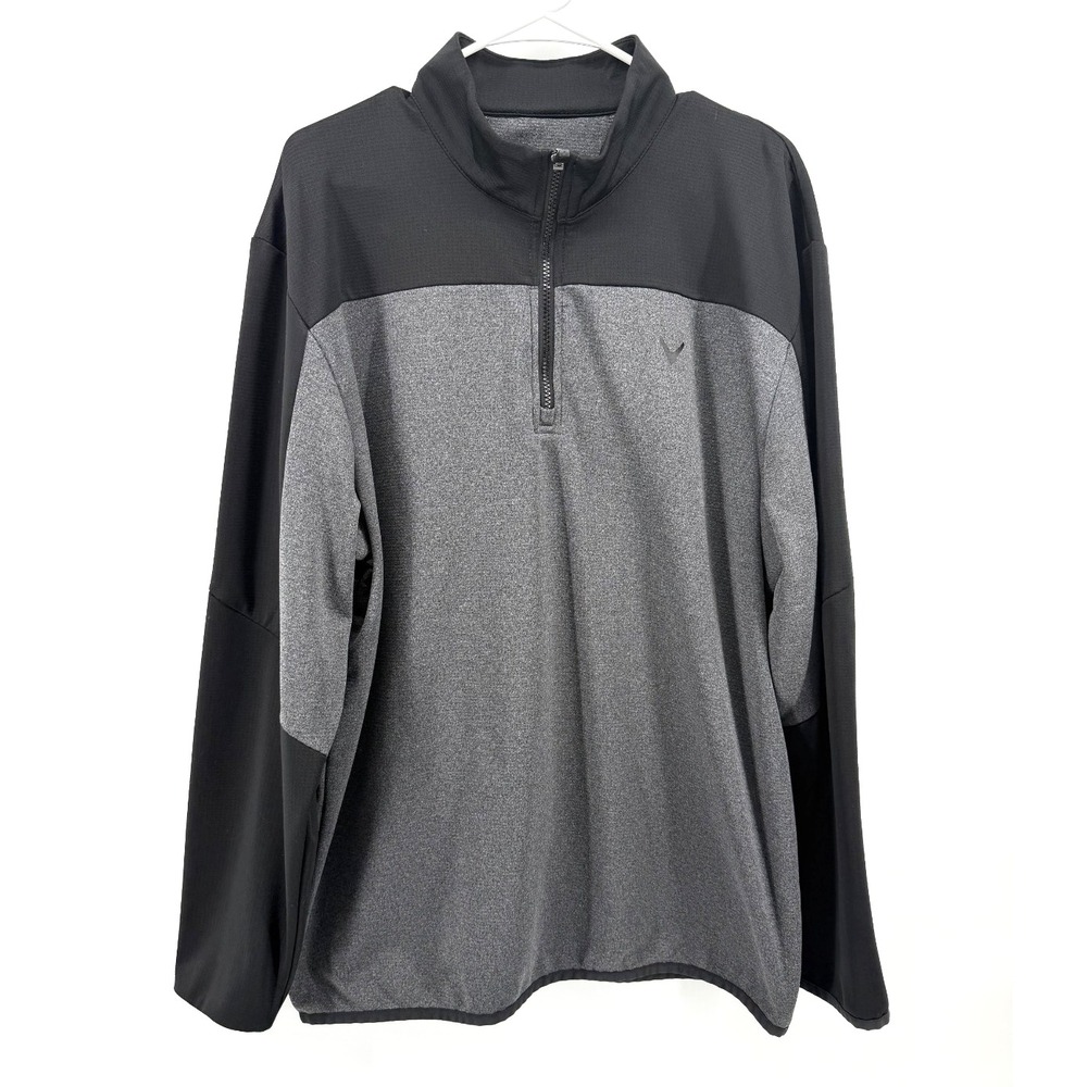 Callaway OptiDri 1/4 Zip Golf Pullover Gray Black Fleece Performance Tech Men XL